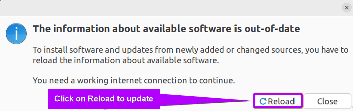 pressing reload to update repository list