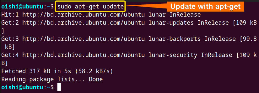 Updating all the packages with apt-get
