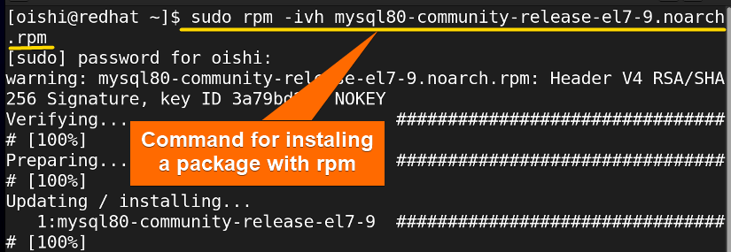 Install the downloaded package with rpm