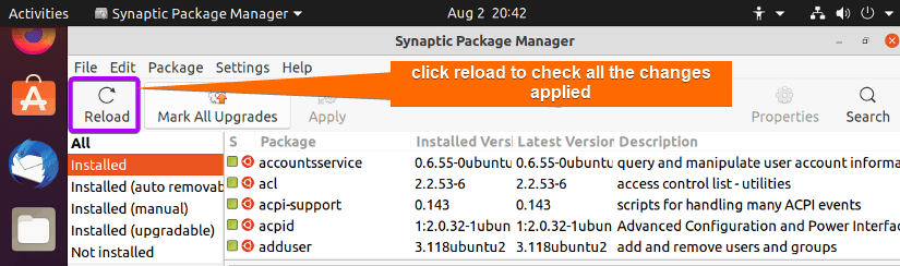 click reload to refresh all the packages