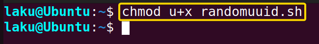 Changing permission of a Bash script to "generate uuid in bash"