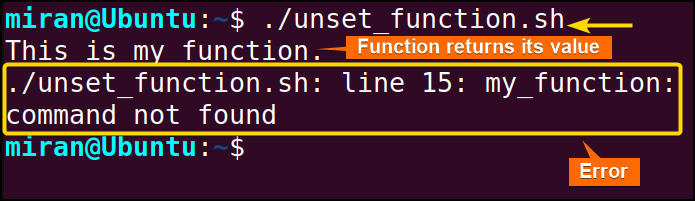 Unset the Environment Function