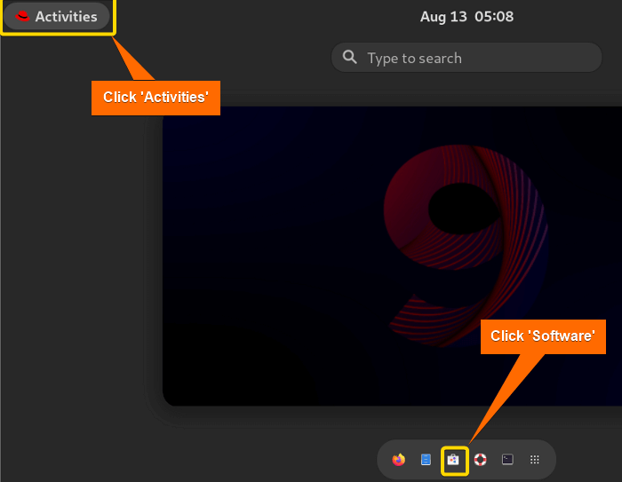 go to activities then click software to see all the installed software