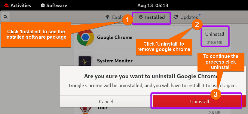 removing google chrome in red-hat linux