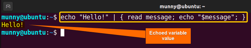 bash pipe to a variable