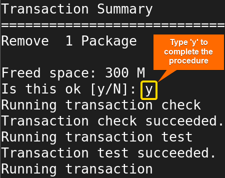 giving permission to complete the removal process