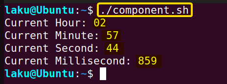 Printing component of current time