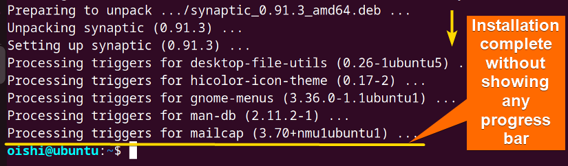 While installing with apt-get no progress bar has been shown