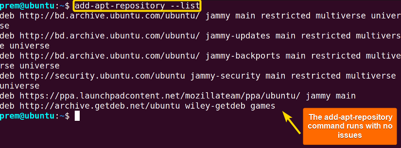 the command not found error is fixed and runs with success here with list option