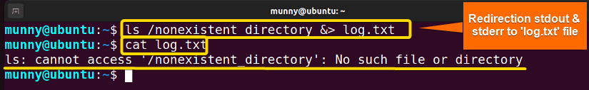 Bash stdout & stderr redirection