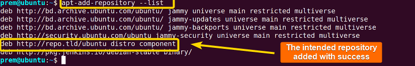 the new repository added successfully using nano