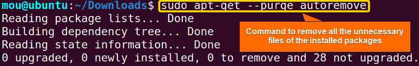purging and autoremoving all the unnecessary packages
