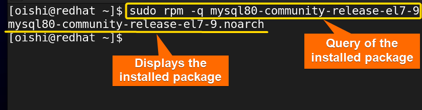 Query of rpm package for rpm