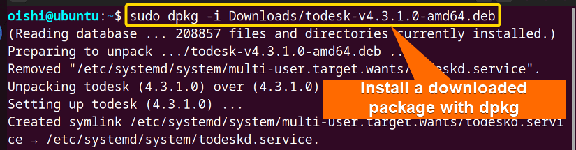 Installing a package with dpkg