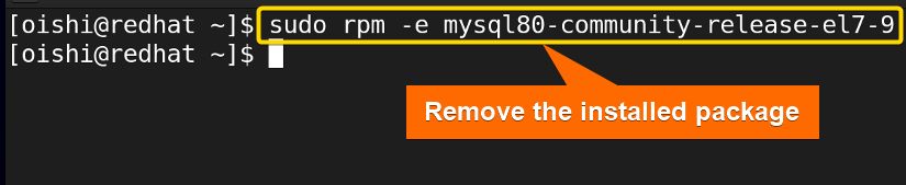 Remove the installed package with rpm