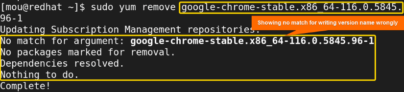 shows error as version name is not written correctly 