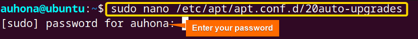 Opened the 20auto-upgrades using sudo nano command