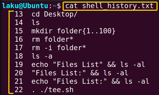 List of history written in the file