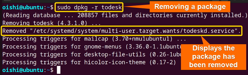 Remove a package with dpkg