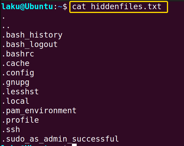 Saving output in file using tee command