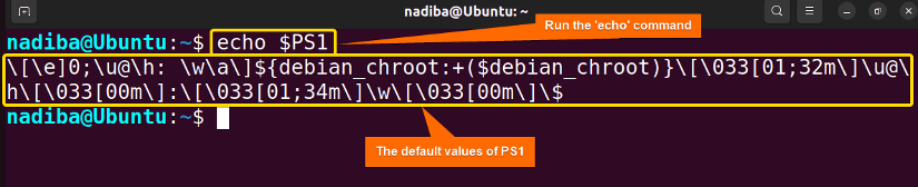 Checking the default values of PS1
