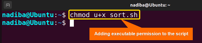 Adding executable permission to the script