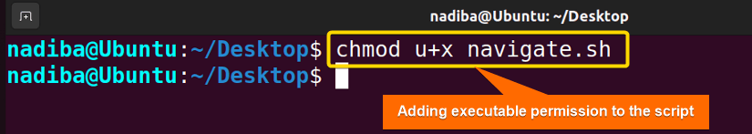 Adding executable permission to the script