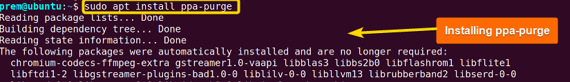 installing ppa-purge to remove apt repository