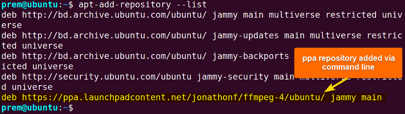 PPA repository added with success