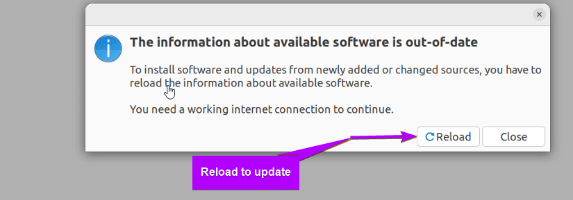 reload to update cache after adding PPA repo