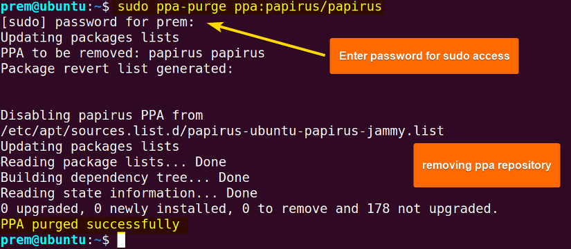 ppa-purge to remove apt repository