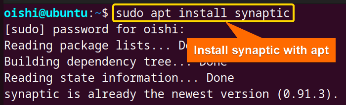Install synaptic package manager