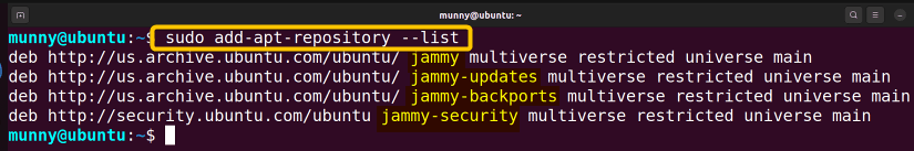 View List of APT repositories