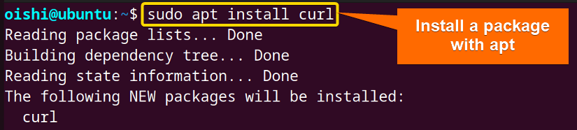 Install package with apt
