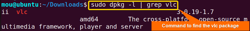 finding vlc package using dpkg