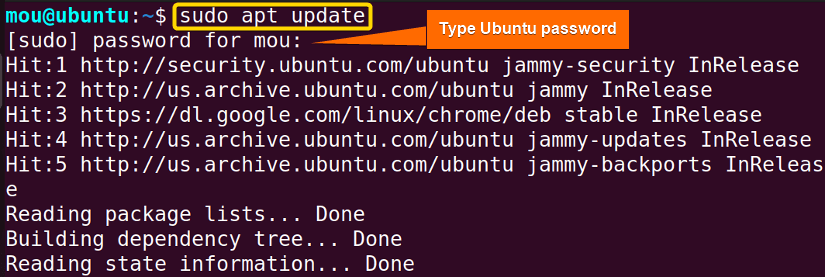 updating package list using apt