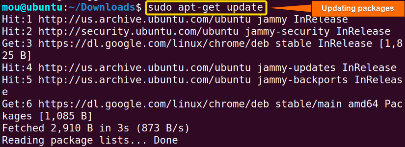 updating packages using apt-get
