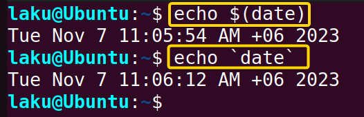 Command substitution in Bash