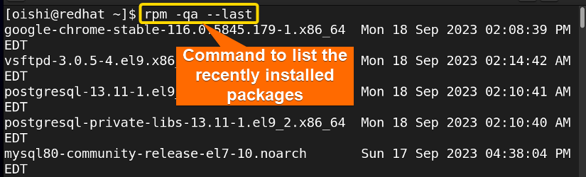 List the recently installed pacakges