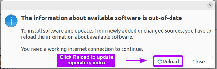 reload to update cache with new ubuntu repository mirror