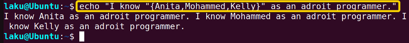 Brace expansion with preamble and postscript