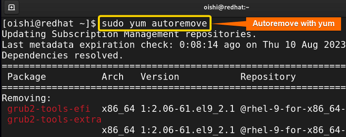 Remove unnecessary files with yum