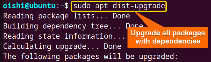 Upgrade all packages with dependencies