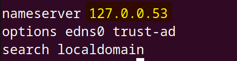 scrolling down, shows the nameserver IP address.