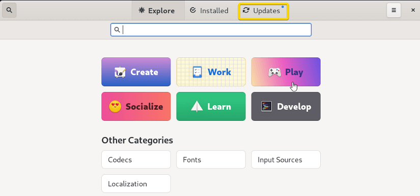 Click on the 'Updates' option.