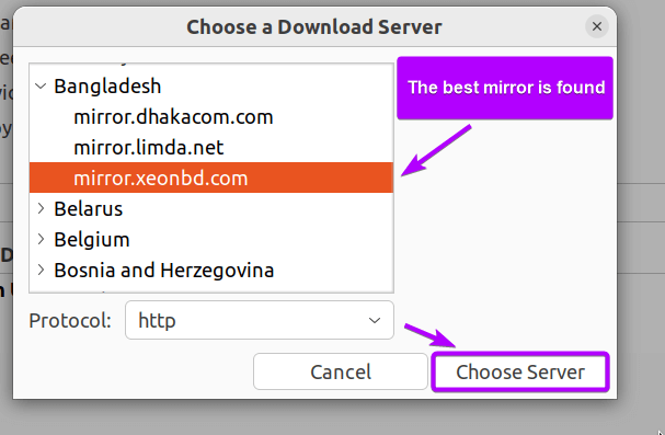 the best ubuntu repository mirror is found 
