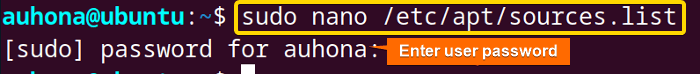 Opens the sources.list file.