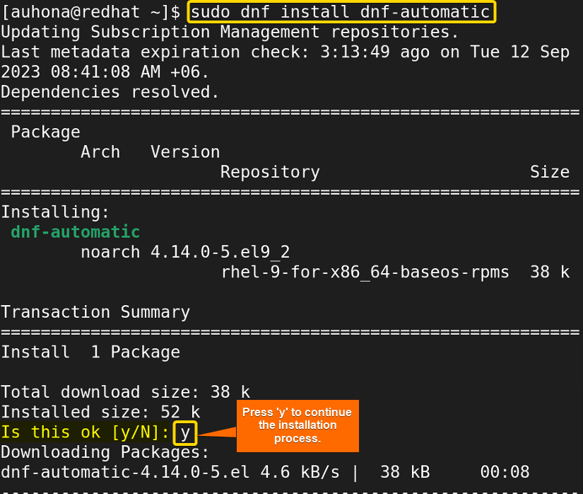 Installs 'dnf-automatic' tool as it doesn't exist in the system.