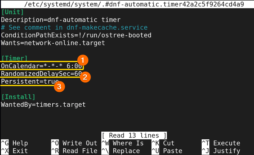 Shows the Timer file's contents which can be modified.