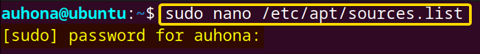Opens the sources.list file.